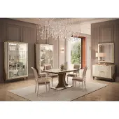 AEA Stilvolles Esszimmer Set 9 tlg (Esstisch+4x Stühle+2xVitrine+Konsole+Spiegel)