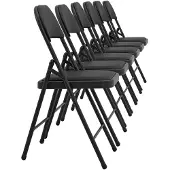 Pro-Tec Conferentiestoelen, set van 6, inklapbaar, bekleed, metalen frame, kunstleer, zwart