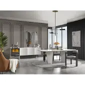 AEA Essgruppe Garnitur Esszimmer Esstisch Luxus Stühle Essecke 9tlg Weiß