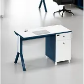 AEA Wit-blauw bureau, design bureau met lades, luxueuze houten tafel