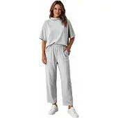 Imily Bela Dames Tweedelige Lounge Set met T-shirt en Wijde Broek