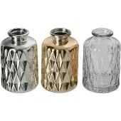 J-Line Vazen - glas - goud/zilver - 2 dozen van 3