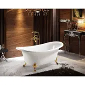 AEA Wanne Standbadewanne Freistehende Badewanne Modern Gold Weiß Oval