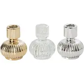 J-Line Kandelaars - glas - goud/zilver - doos van 3