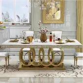 AEA Luxus Esstisch Esszimmer Tisch Metall Gold Tische Esstische Möbel Einrichtung