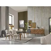 AEA Garnitur Essgruppe Esszimmer Esstisch Luxus Stühle Essecke 6tlg Braun