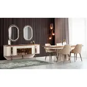 AEA Luxus Esszimmer Set Kommode Sideboard Tisch 4x Stuhl Garnitur 8tlg
