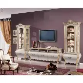 AEA Klassische Wohnzimmer Wohnwand Schränke Vitrine Luxus Set Holzmöbel 3tlg