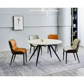 AEA Esszimmer Möbel Luxus Rundtisch 6x Textilstühle Esszimmergruppe 7tlg