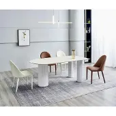 AEA Weiße Esszimmergarnitur Designer Esstisch 6x Polsterstühle Luxus Set