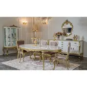 AEA Design Esszimmer Set 8tlg Esstisch Stuhl Kommode Vitrine Spiegel Ess Tische Holz
