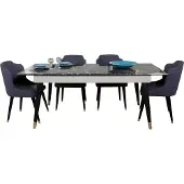 AEA Luxus Esszimmer Tisch Design 4x Stühle Essgruppe Lehnstühle Set Garnitur Möbel
