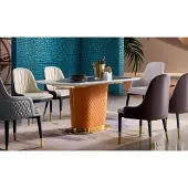 AEA Esstisch garnitur designer esszimmer möbel tisch leder stuhl 6x stühle gruppe