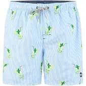 Happy Shorts Heren zwemshort mojito print/lichtblauw gestreept