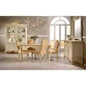 AEA Esstisch 4 x Stühlen Esszimmer Set Essgruppe Holz 8tlg. Gruppe Garnitur