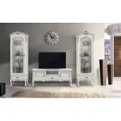 AEA Set 3tlg. Wohnwand TV-Ständer 2x Vitrine Italienische Stil Möbel Weiß