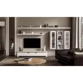 AEA Wohnzimmer Lowboard Wohnwand Holz Schrank Design Weiß Modern Set 6tlg.