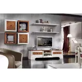 AEA Wohnwand Wohnzimmer Set Weiß Lowboard Wandregale 7tlg Set Wohnwände