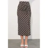 Big Dart Hoge Taille Polka Dot Midi Rok