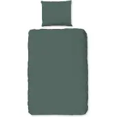 Muller Textil Good Morning Dekbedovertrek "Uni" - Groen - (140x220 cm) - 100% Katoen