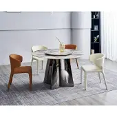 AEA Designer Rundtisch Luxus 4x Lederstühle Esszimmergruppe Moderne Möbel