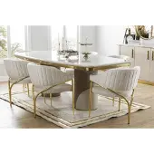 AEA Luxus Esszimmer Einrichtung Tisch mit 6 Stühlen Metall Gruppe 7tlg Metall