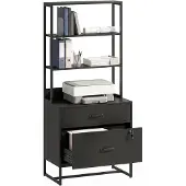 HOMCOM Archiefkast-Spaanplaat, metaal-70L x 40B x 157H cm-Zwart
