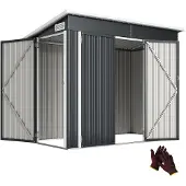 Outsunny Tuinopbergschuur-Gegalvaniseerd staal-234L x 132B x 185H cm-Donkergrijs