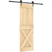 Syfax Schuifdeur Naturel en Zwart 70 x 210 cm Massief Grenenhout