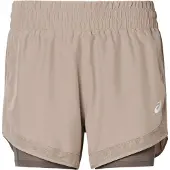 Asics Nagino Run 2-in-1-short, beige, dames || Maat: XS