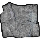 Kamea Zwarte Zijde-look Sjaal 90x90cm met Veerpatroon