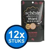 Schesir 12x - After Dark Velvet - Kattenvoer - Mousse in zakje - Kip & Rund - 80g