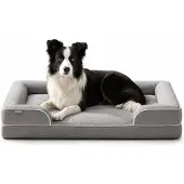 Belviona memory foam hondenbed, orthopedisch, gewrichtsvriendelijk en waterafstotend, met afneembare hoes, 106x80x17 cm