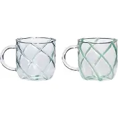 Hubsch - Kiosk Glass Mugs Swirl - Green - 9x13xh10cm