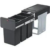 Hailo 0310-300 EcoLine Design Trio L - Inbouwafvalemmer 3x10L - 3 Compartimenten Zwart