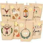 Sonstiges Adventskalender knutselset met 24 papieren kerstzakjes, houten klemmetjes en genummerde stickers