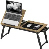 HOMCOM Desktop Monitorstandaard-Bamboe-83,5L x 33B x 34H cm-Eiken