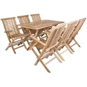 vidaXL Tuinfmeubels Set 7 st Naturel Massief Teakhout