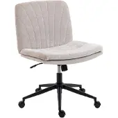 HOMCOM bureaustoel voor thuiswerk, in hoogte verstelbaar, met linnenlook, beige