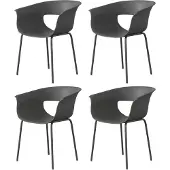 Outsunny tuinstoelen, set van 4, ergonomisch ontwerp, balkonstoelen met open design