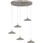 Masterlight 5-lichts hanglamp Ceppo nikkel Ø 18cm rond