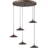 Masterlight 5-lichts hanglamp Ceppo cacao bruin Ø 18cm rond