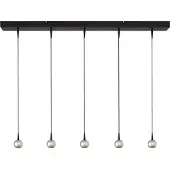 Masterlight 5-lichts hanglamp Talana zwart met nikkel Ø6cm DTW