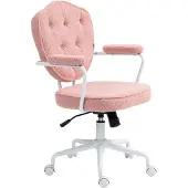 HOMCOM bureaustoel, ergonomische bureaustoel met wiegfunctie, draaibaar, roze