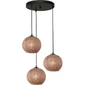 Masterlight 3-lichts hanglamp Corda rotan Ø 20cm rond