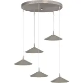 Masterlight 5-lichts hanglamp Ceppo nikkel Ø 22cm rond
