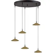 Masterlight 5-lichts hanglamp Ceppo zwart met goud Ø 18cm rond