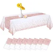 OEM Waterafstotende, rechthoekige tafelkleed, 137 x 274 cm, wit en roze-goud.