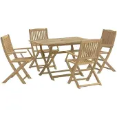 vidaXL Garten eettafelset, 5-delig, acaciahout, lichtbruin, lattenmotief, Scandinavisch design