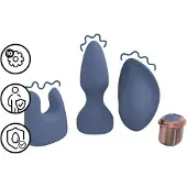 Loveline - vibratorenset met verwisselbare kop (blauw-grijs)